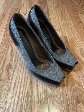 Marni Scarpa Pump Tweed Peep Toe Platform Heels Size 6 / 36